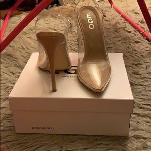 Clear heels, shoes